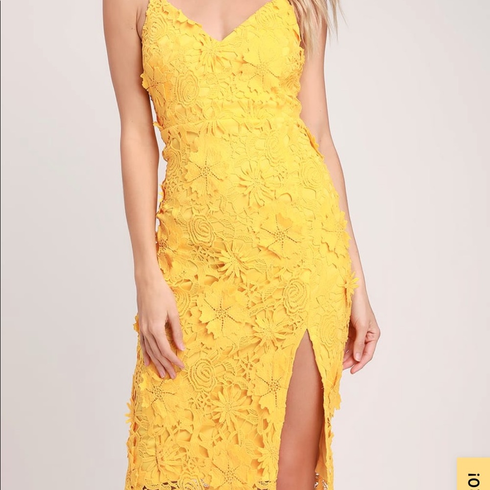 Lulus Crochet Yellow Dress- NEW WITH TAGS